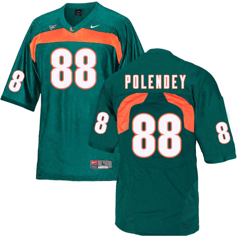 Nike Miami Hurricanes #88 Brian Polendey College Football Jerseys Sale-Green